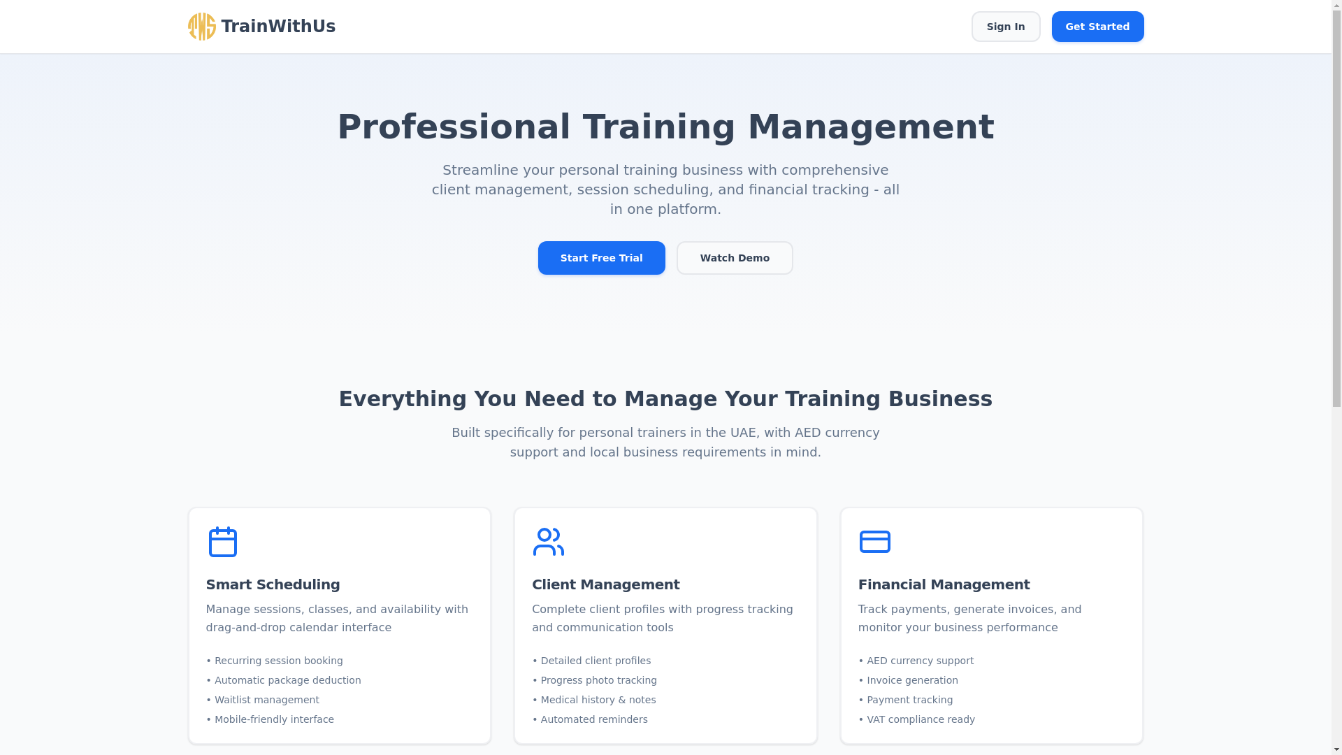 website screenshot of https://trainwithus-app.pages.dev/