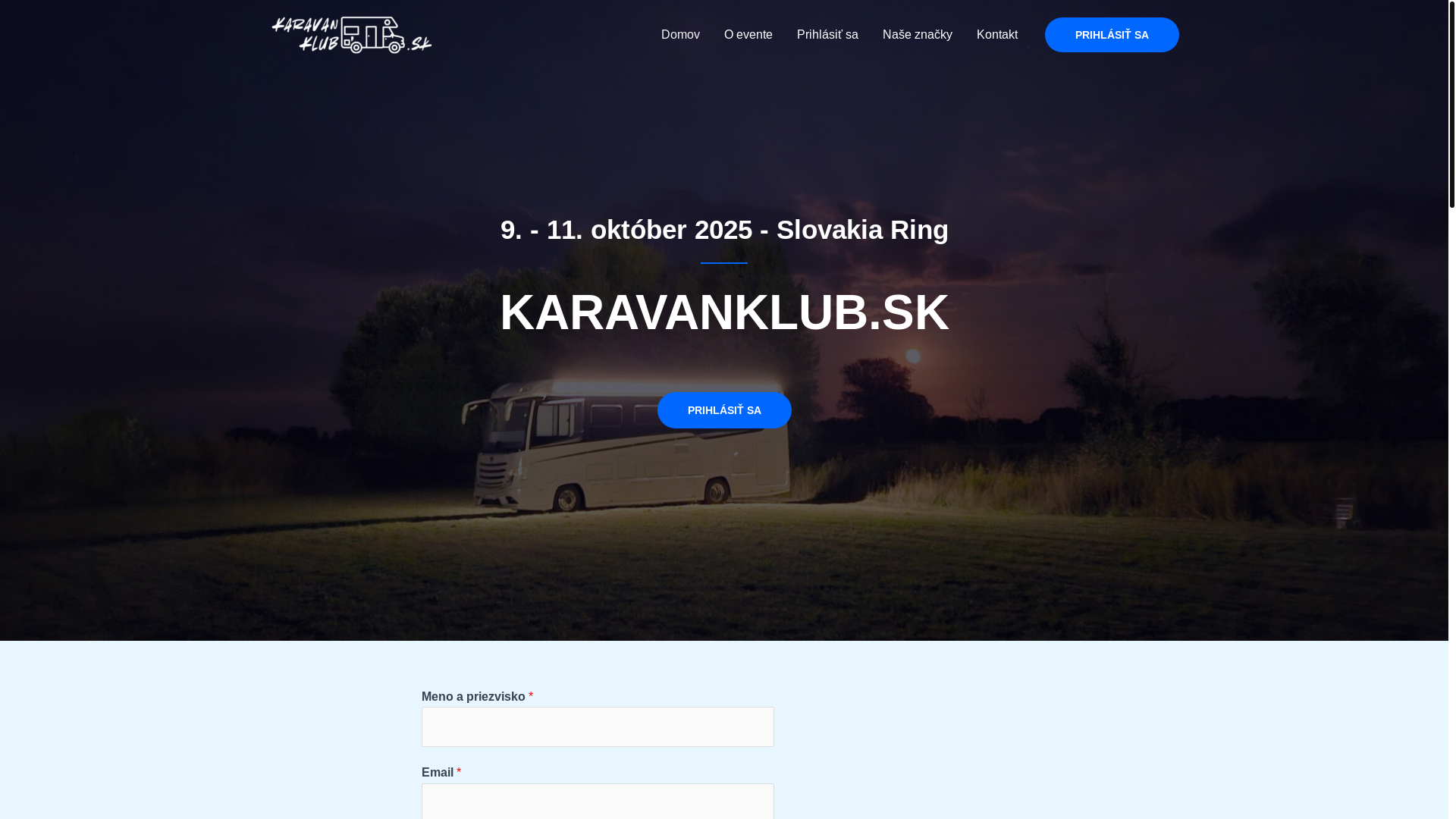website screenshot of https://karavanklub.sk/