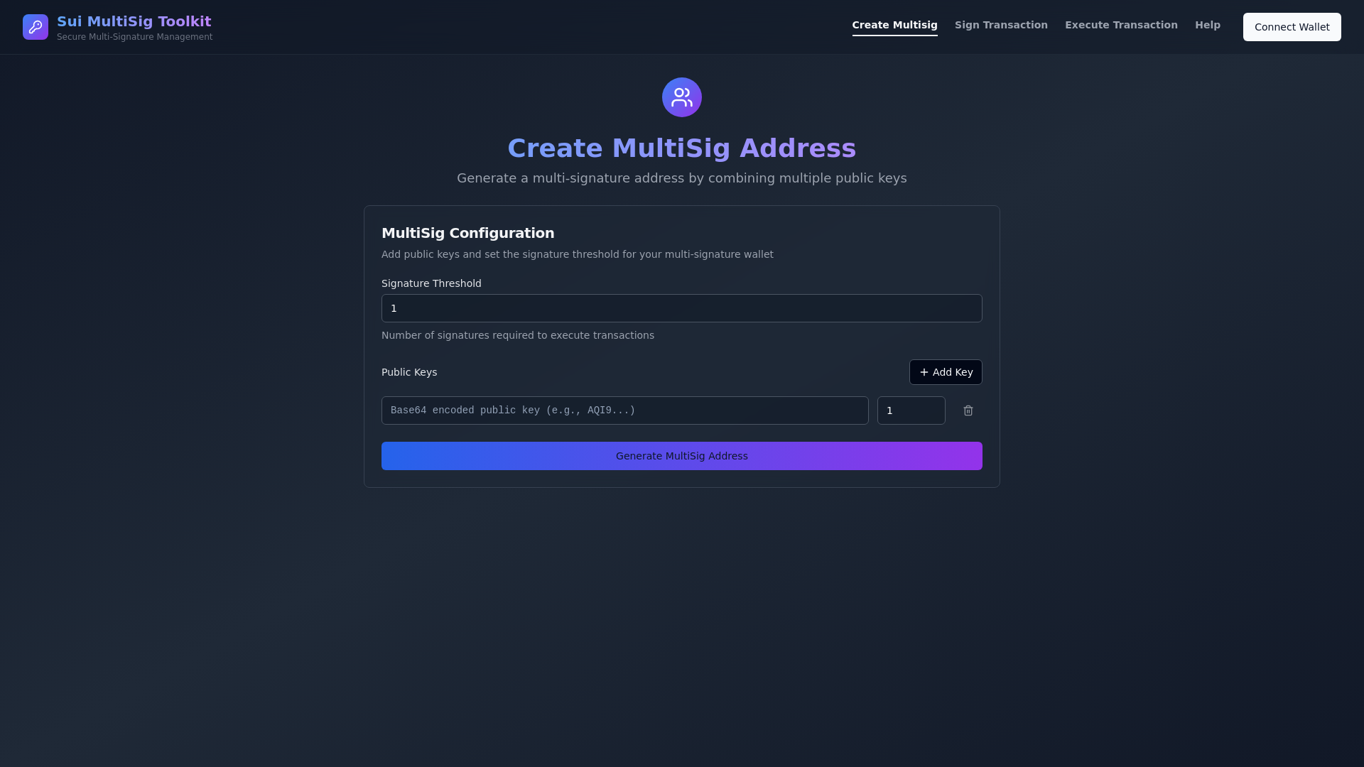 website screenshot of https://sui-multisig-toolkit.pages.dev/
