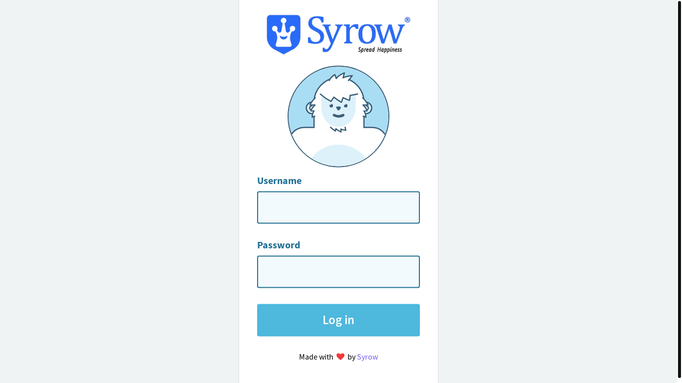 website screenshot of https://portal.syrow.com/apps/