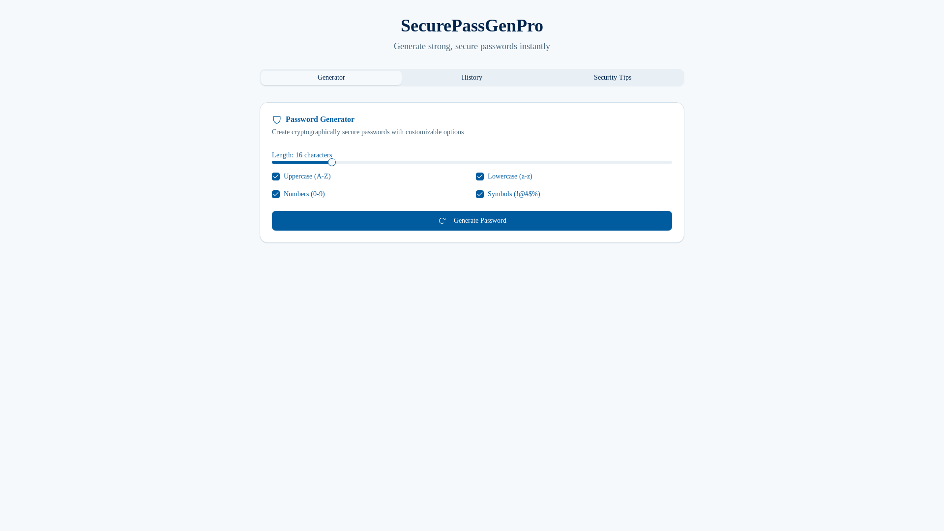 website screenshot of https://securepassgenpro.com/