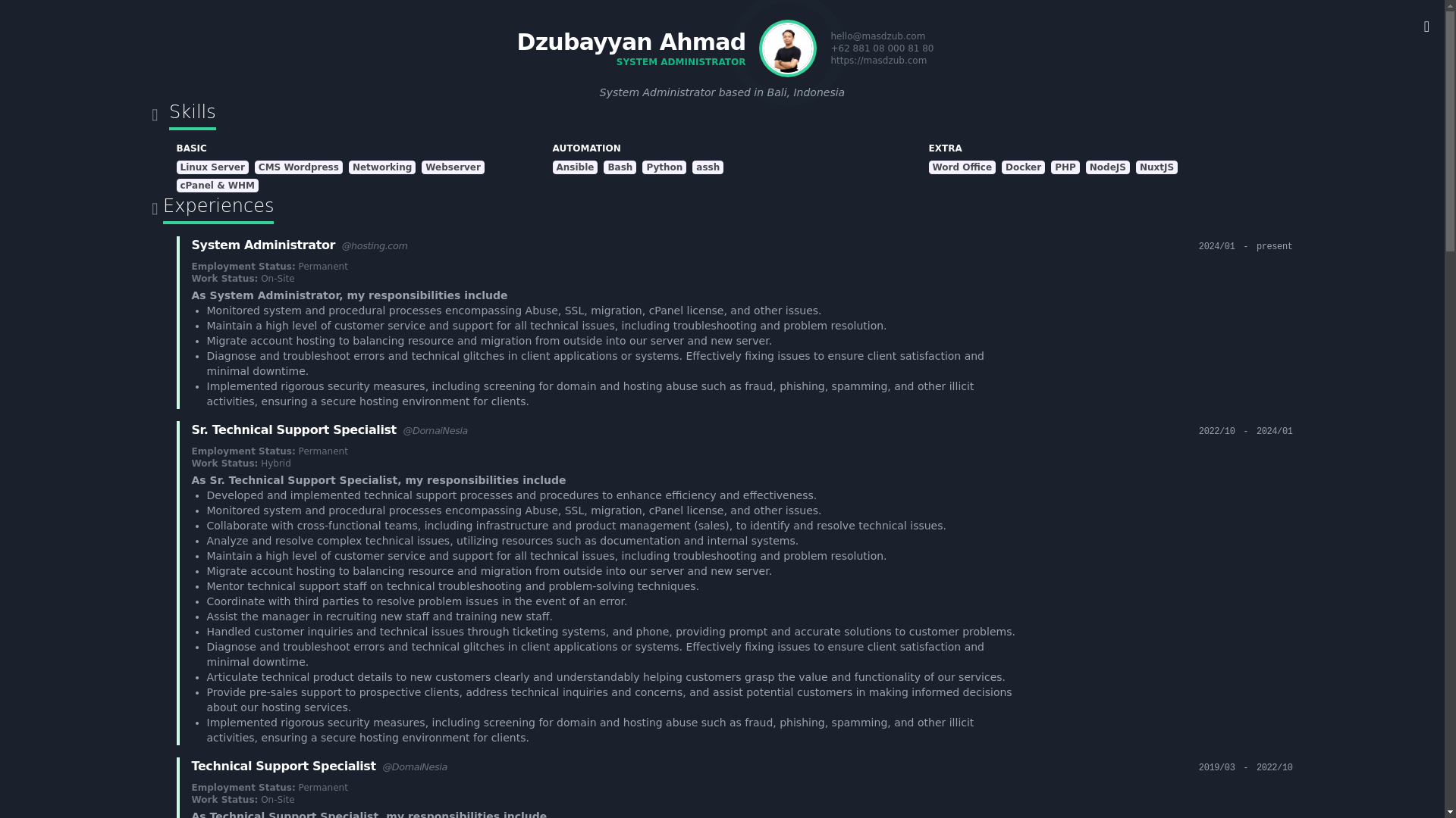 website screenshot of https://resume-masdzub-com.pages.dev/