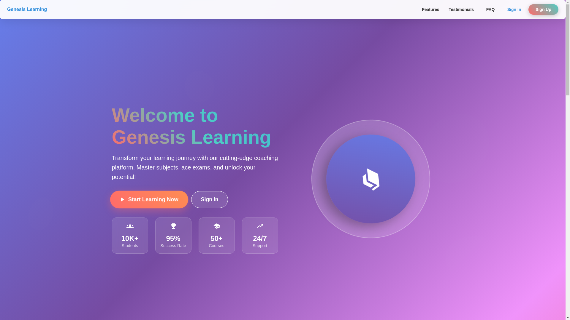 website screenshot of https://genesis-learning-frontend.pages.dev/