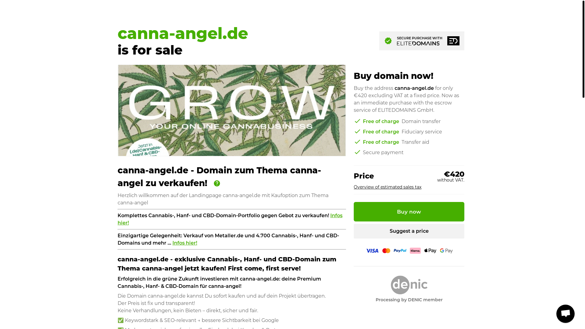 website screenshot of https://canna-angel.de/