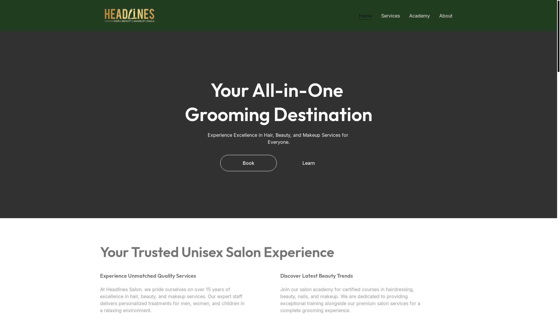 website screenshot of https://headlinessalonmohali.in/