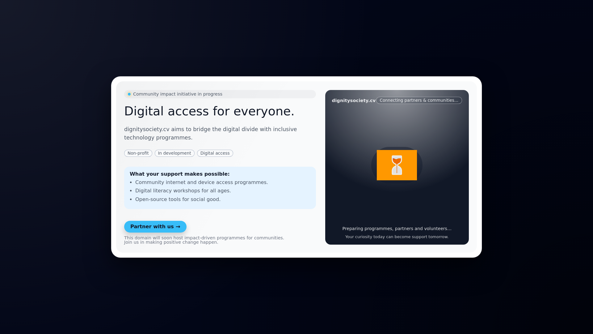 website screenshot of https://dignitysociety.cv/
