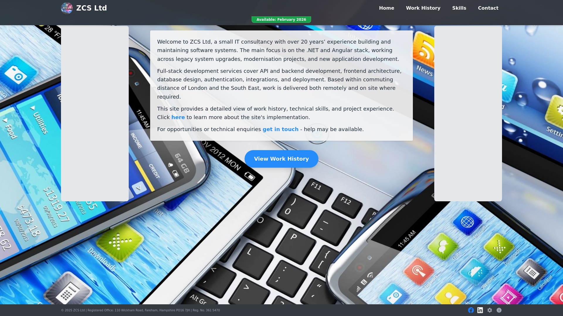 website screenshot of https://zcs.ltd/