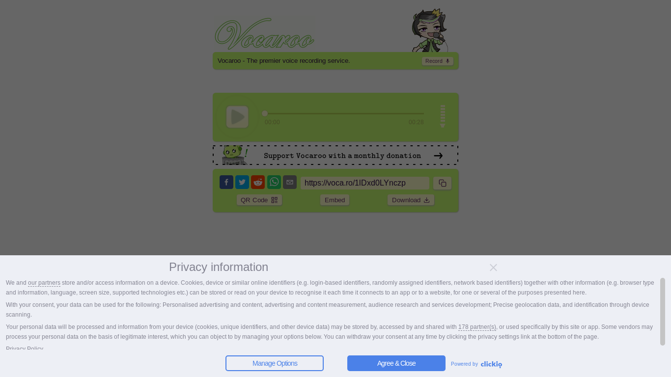 website screenshot of https://voca.ro/1lDxd0LYnczp