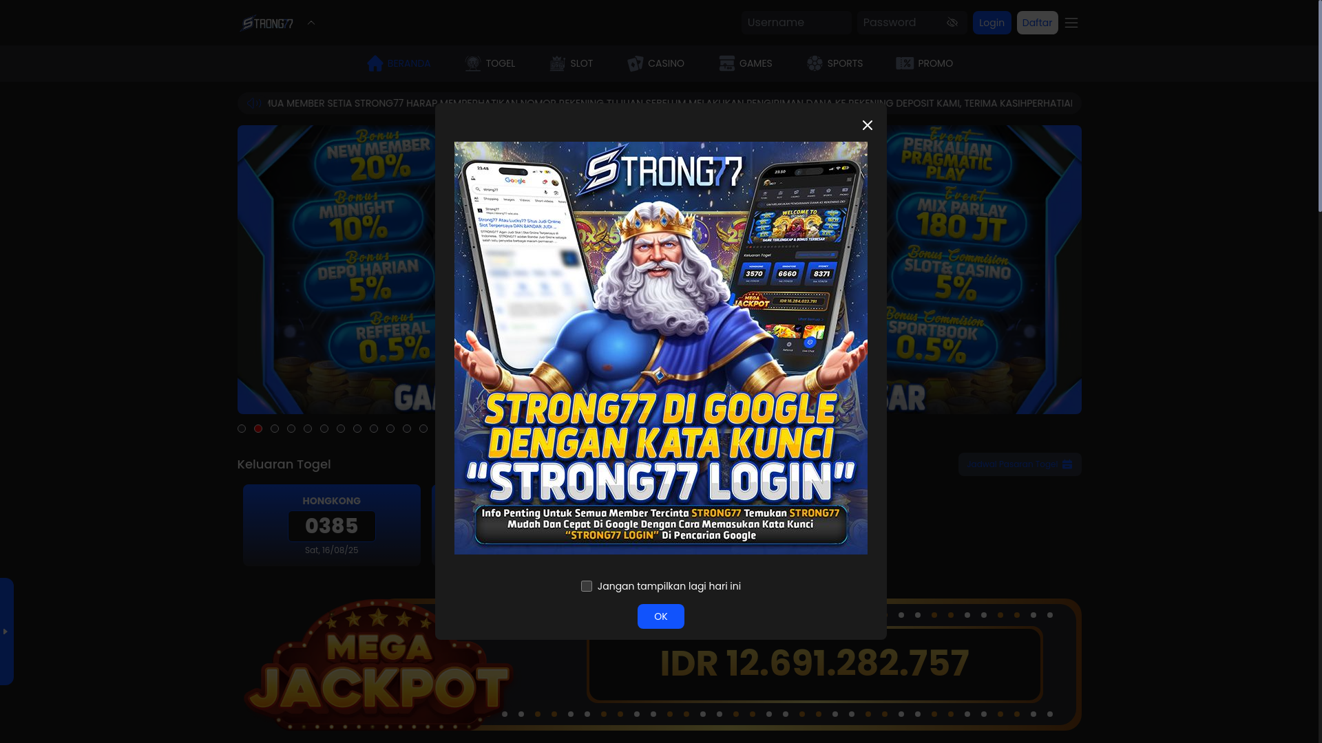 website screenshot of https://strong77-merdeka.site/