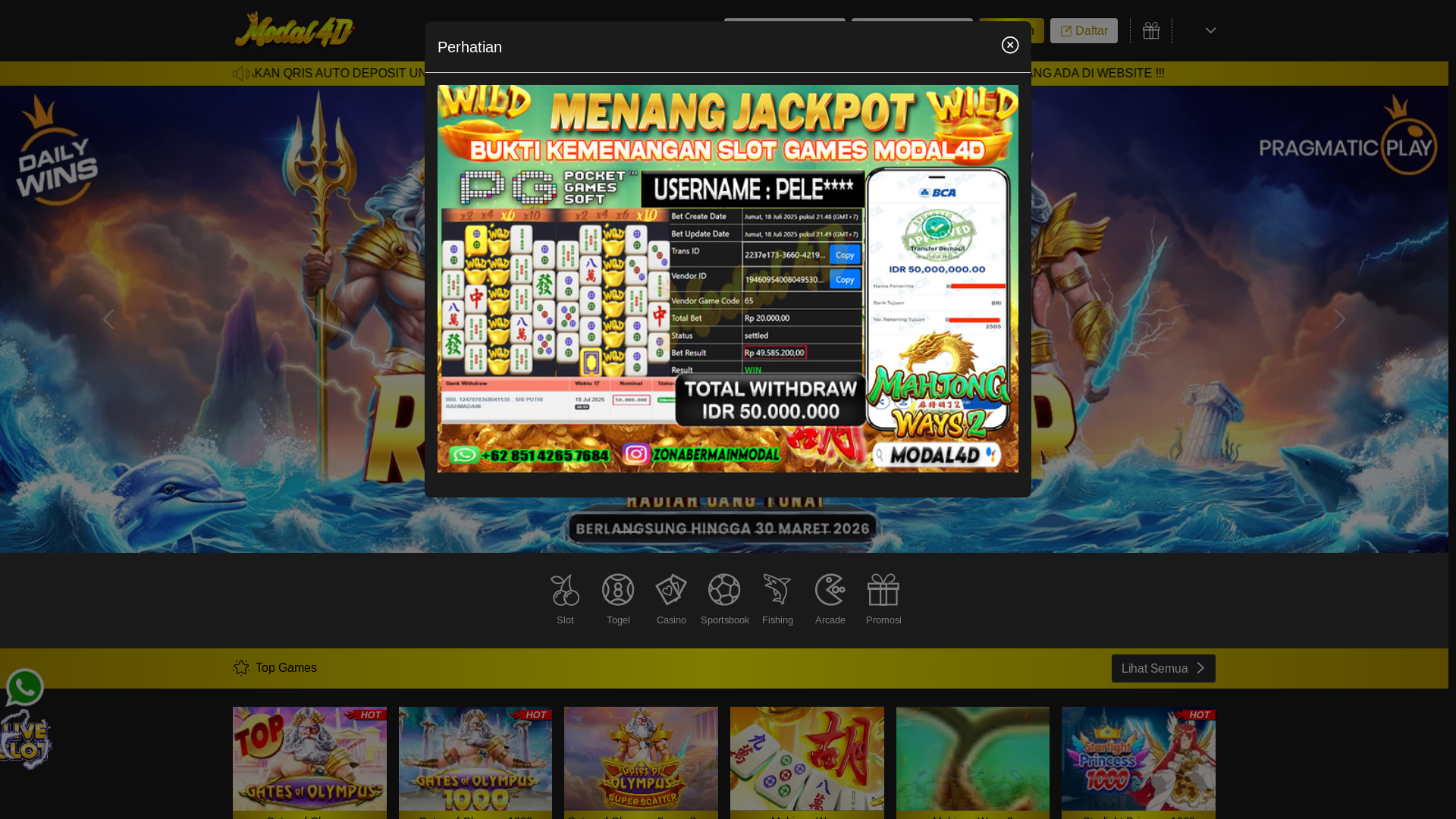 website screenshot of https://sayangmodal.com/
