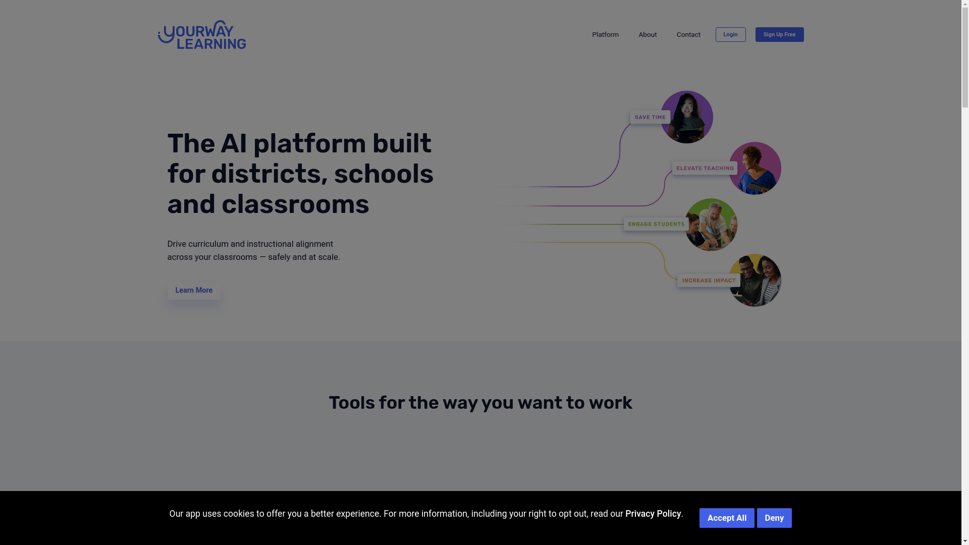website screenshot of https://yourwaylearning.ai/