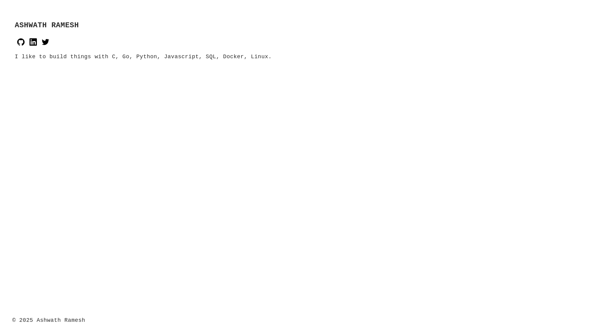website screenshot of https://ashwathr.com/