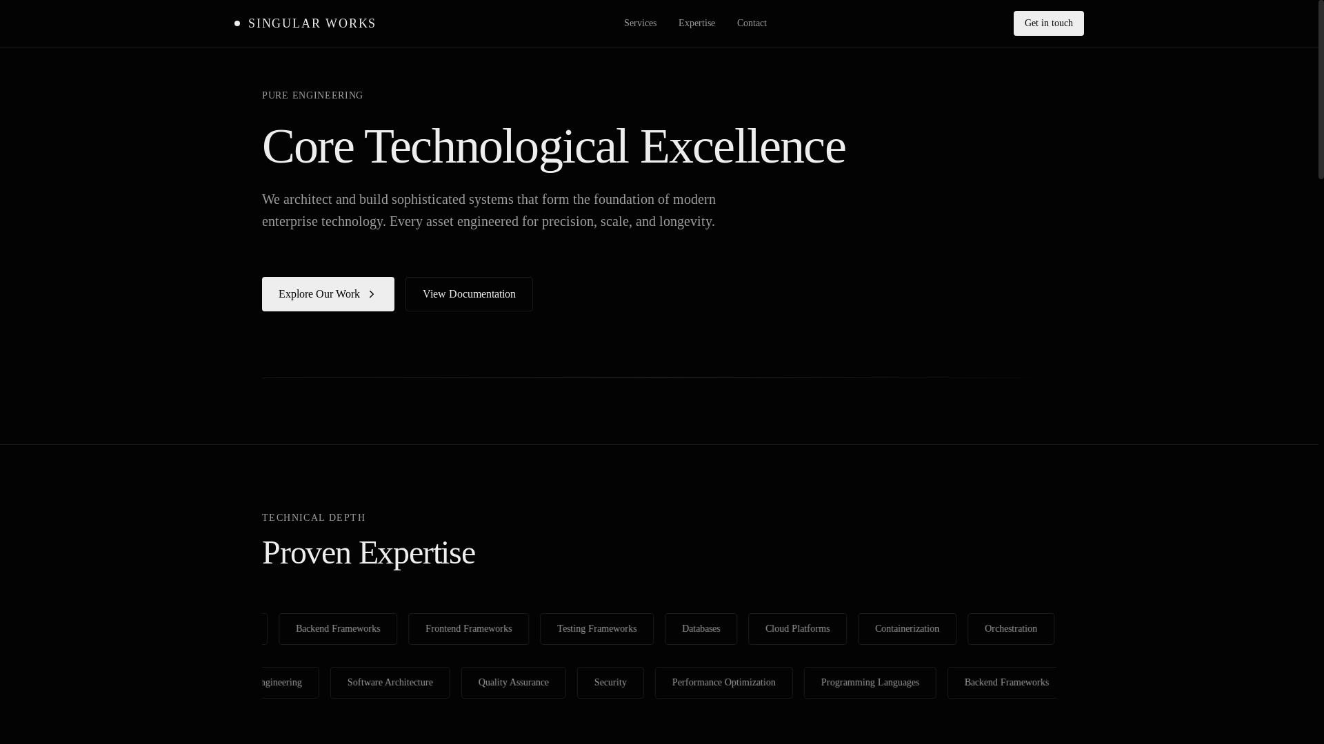 website screenshot of https://singularwks.com/
