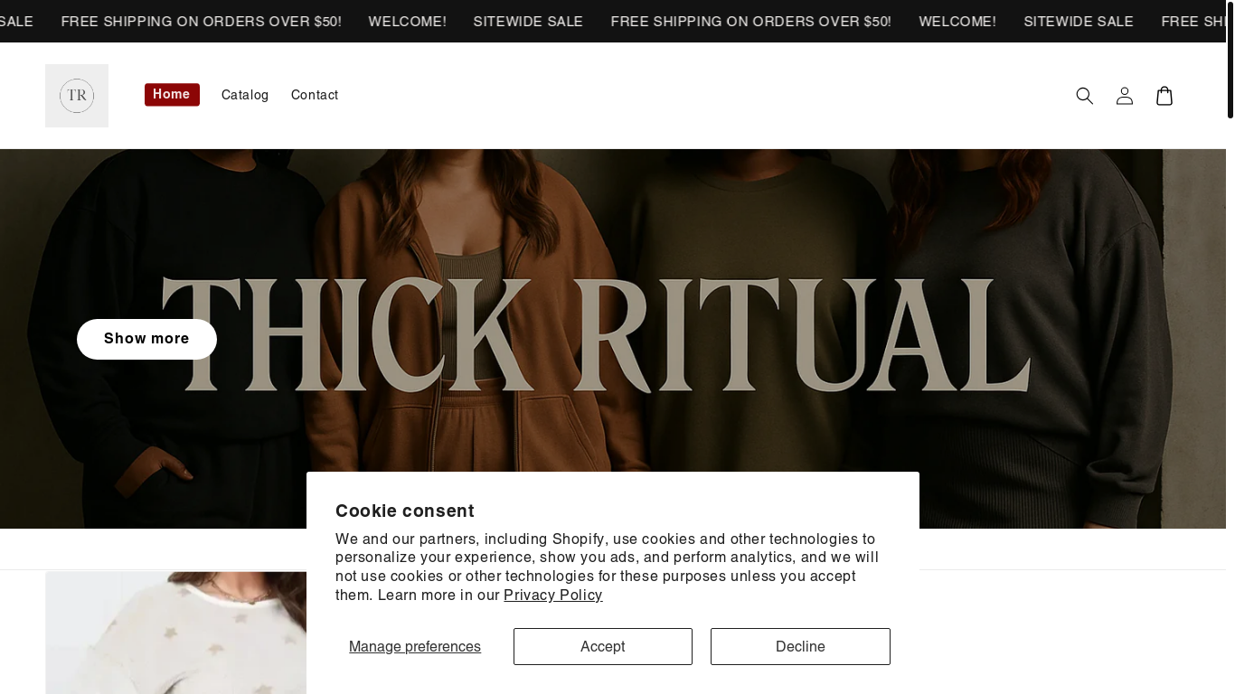 website screenshot of https://thickritual.com/