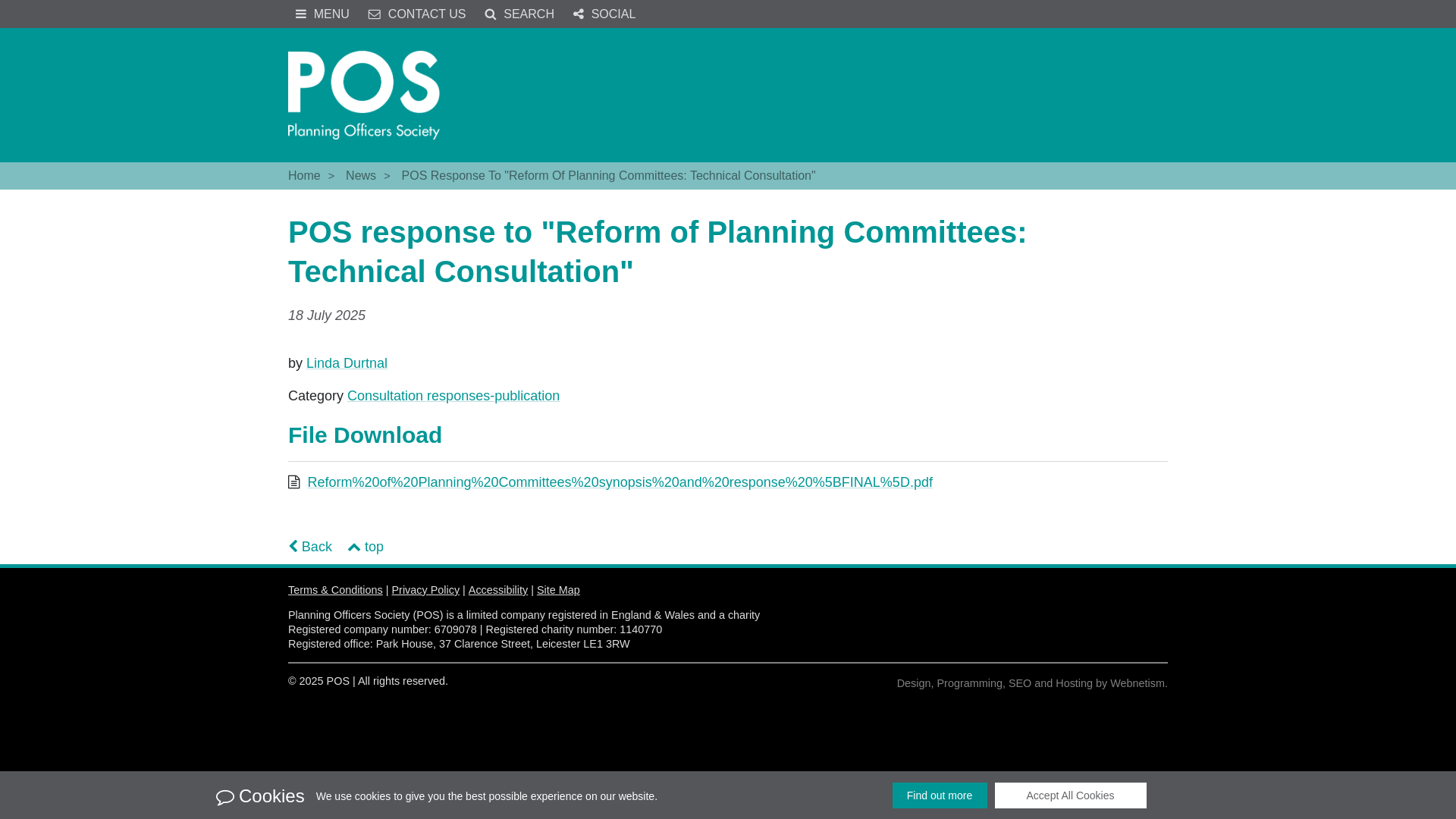 website screenshot of https://www.planningofficers.org.uk/news/reform-of-planning-committees-technical-consultation