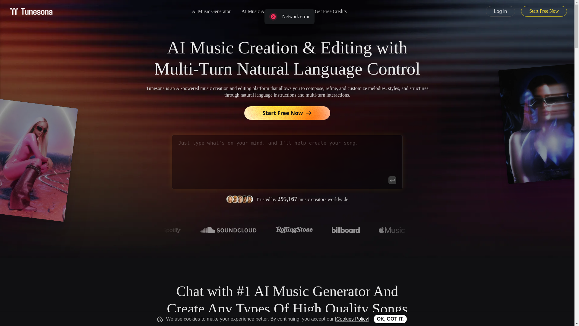 website screenshot of https://www.tunesona.com
