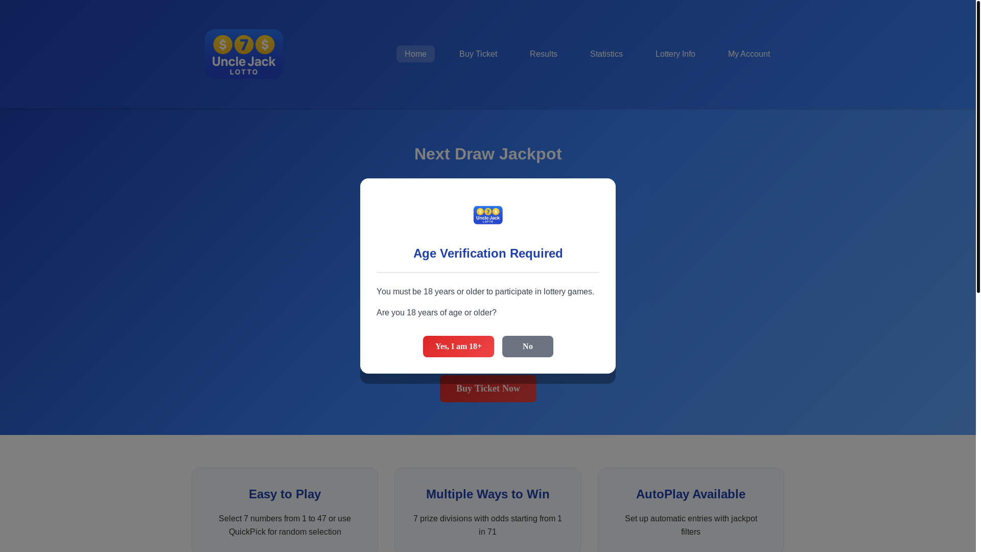website screenshot of https://unclejacklotto.org/
