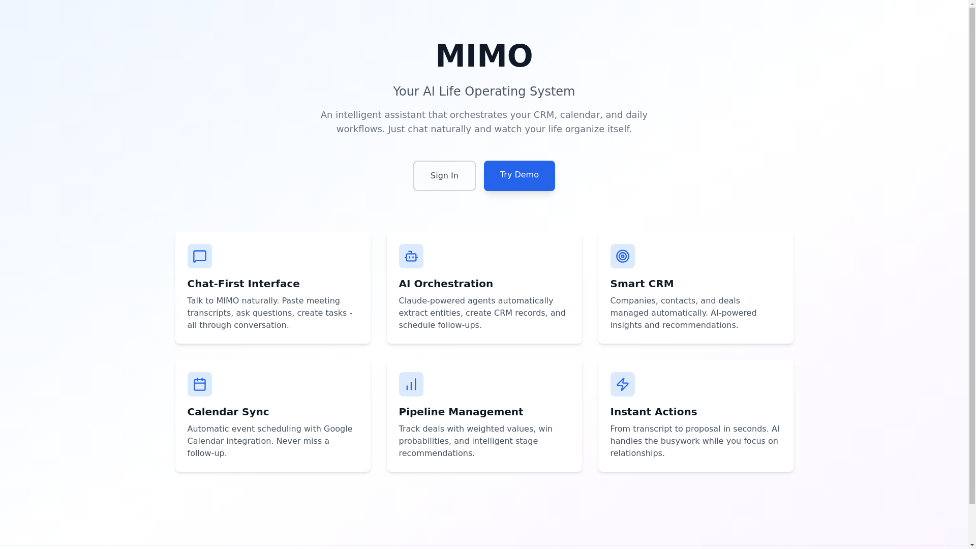 website screenshot of https://getmimo.xyz/