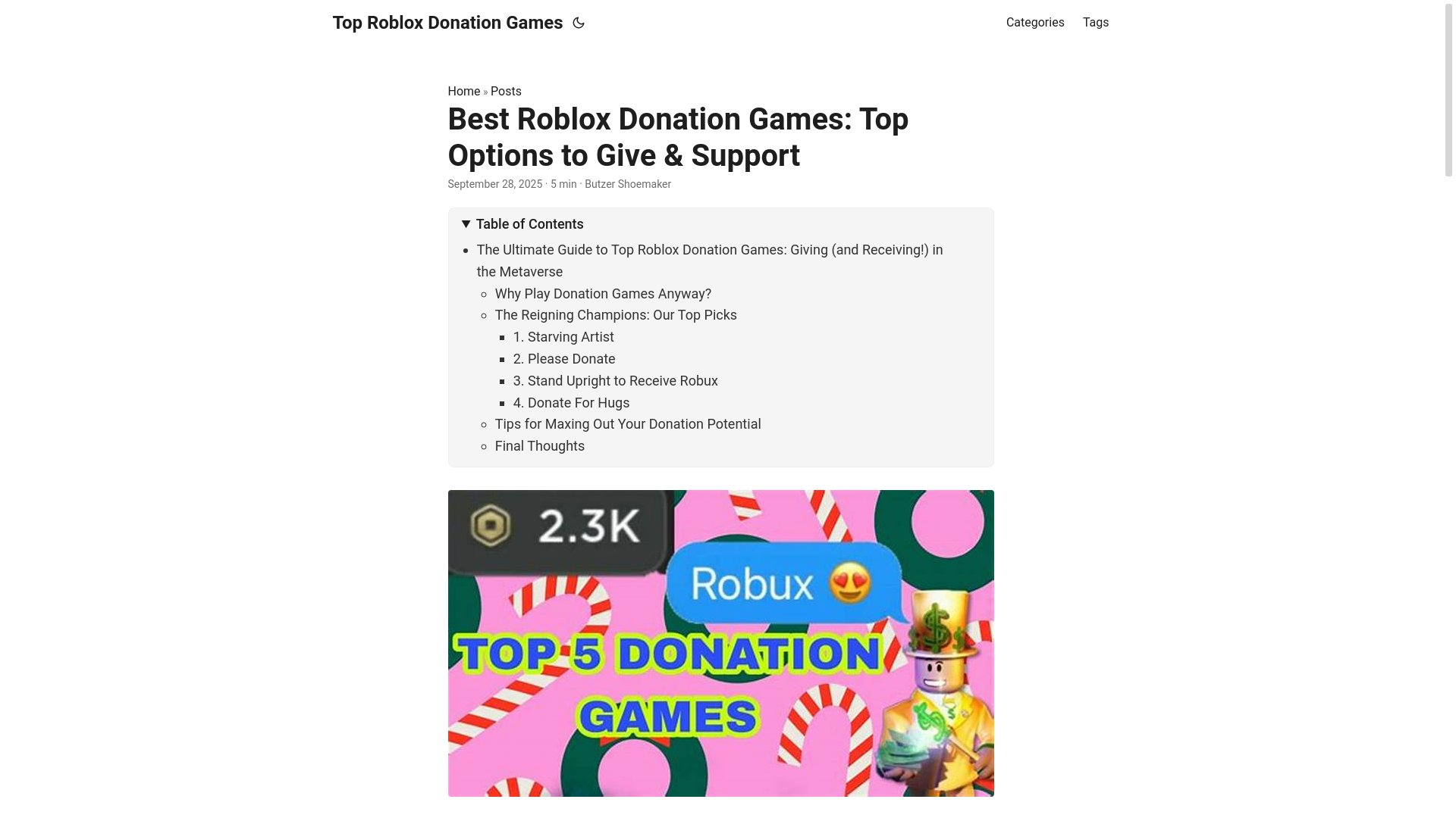 website screenshot of https://top-roblox-donation-games.pages.dev/
