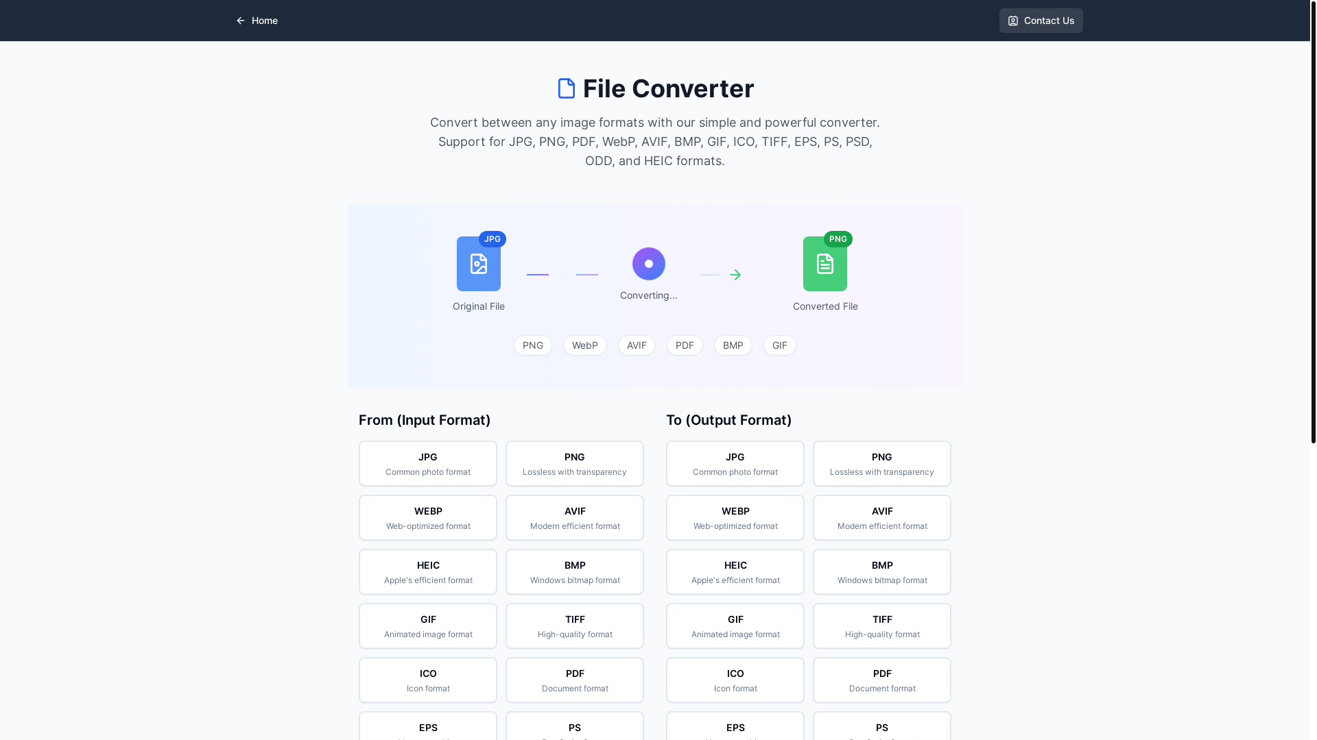website screenshot of https://fileconvertion.com/