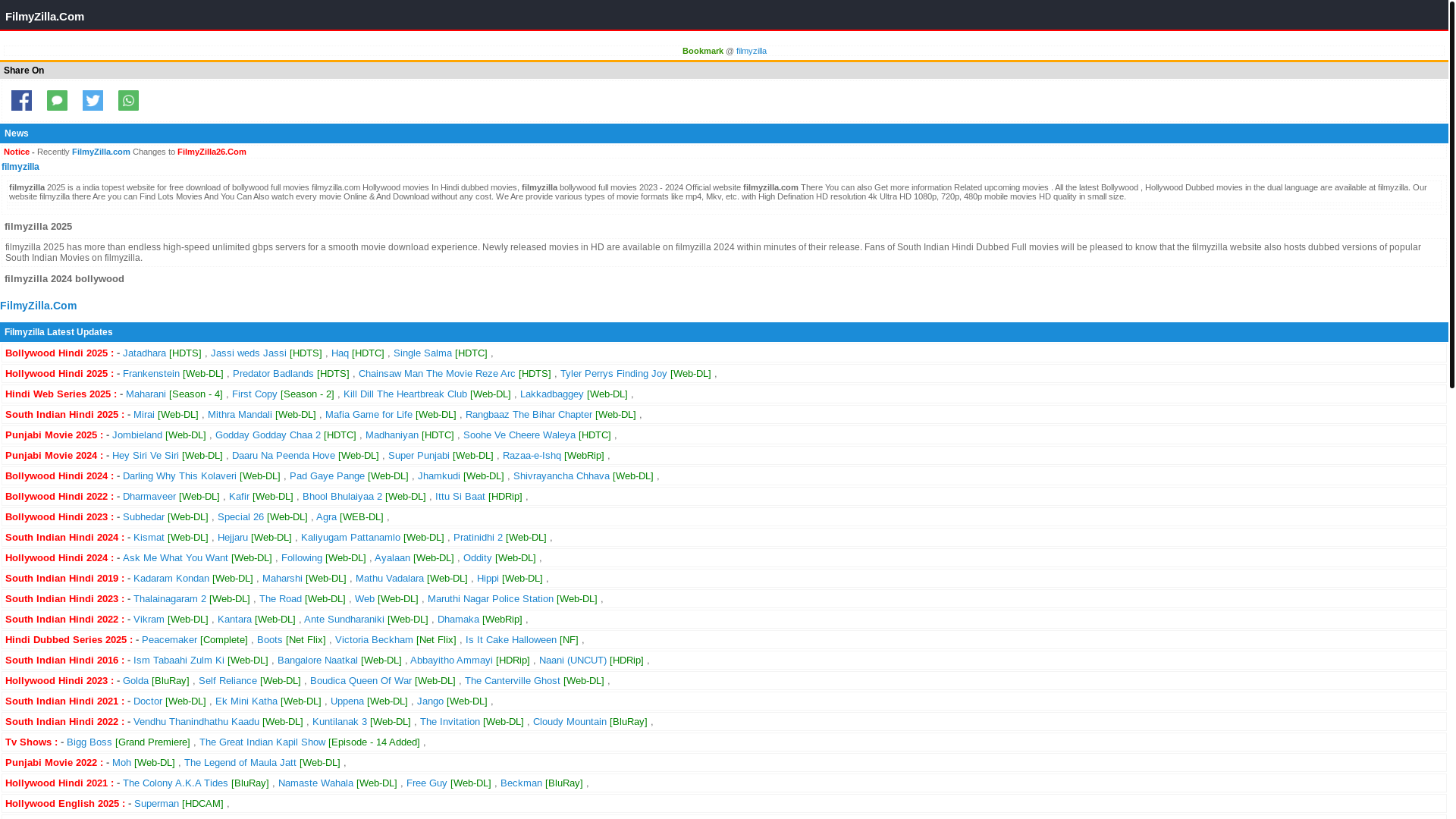 website screenshot of https://filmyzilla27.com/