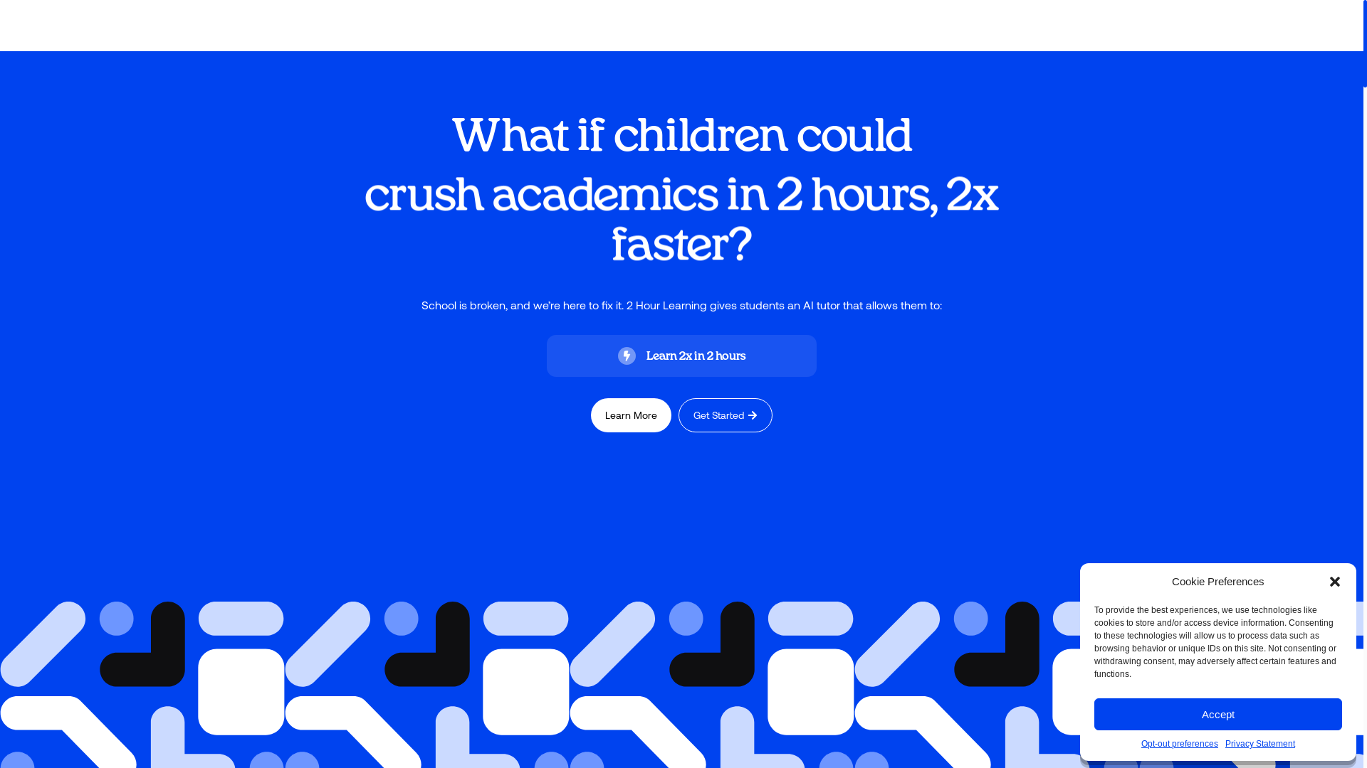 website screenshot of https://mytwohourlearningai.com/