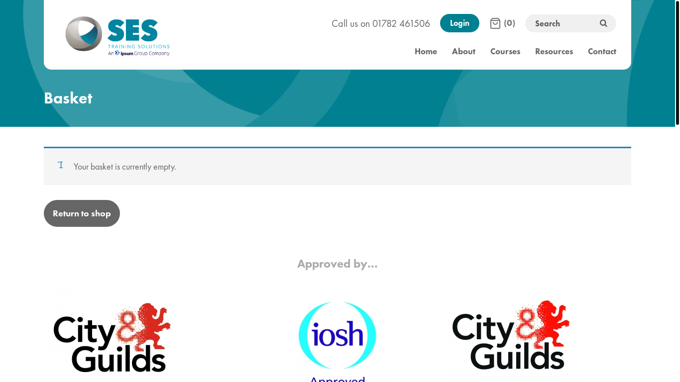 website screenshot of http://sestrainingsolutions.co.uk/checkout/