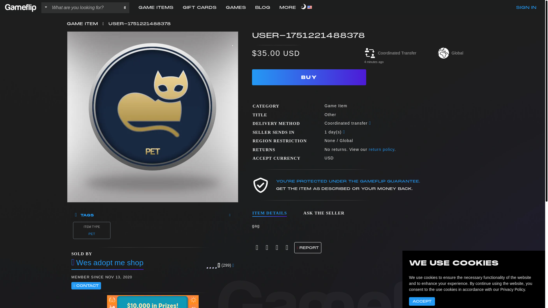 website screenshot of https://gameflip.com/item/user-1751221488378/35327ad8-0aa0-4b0c-912e-3f8eaa8e82e2