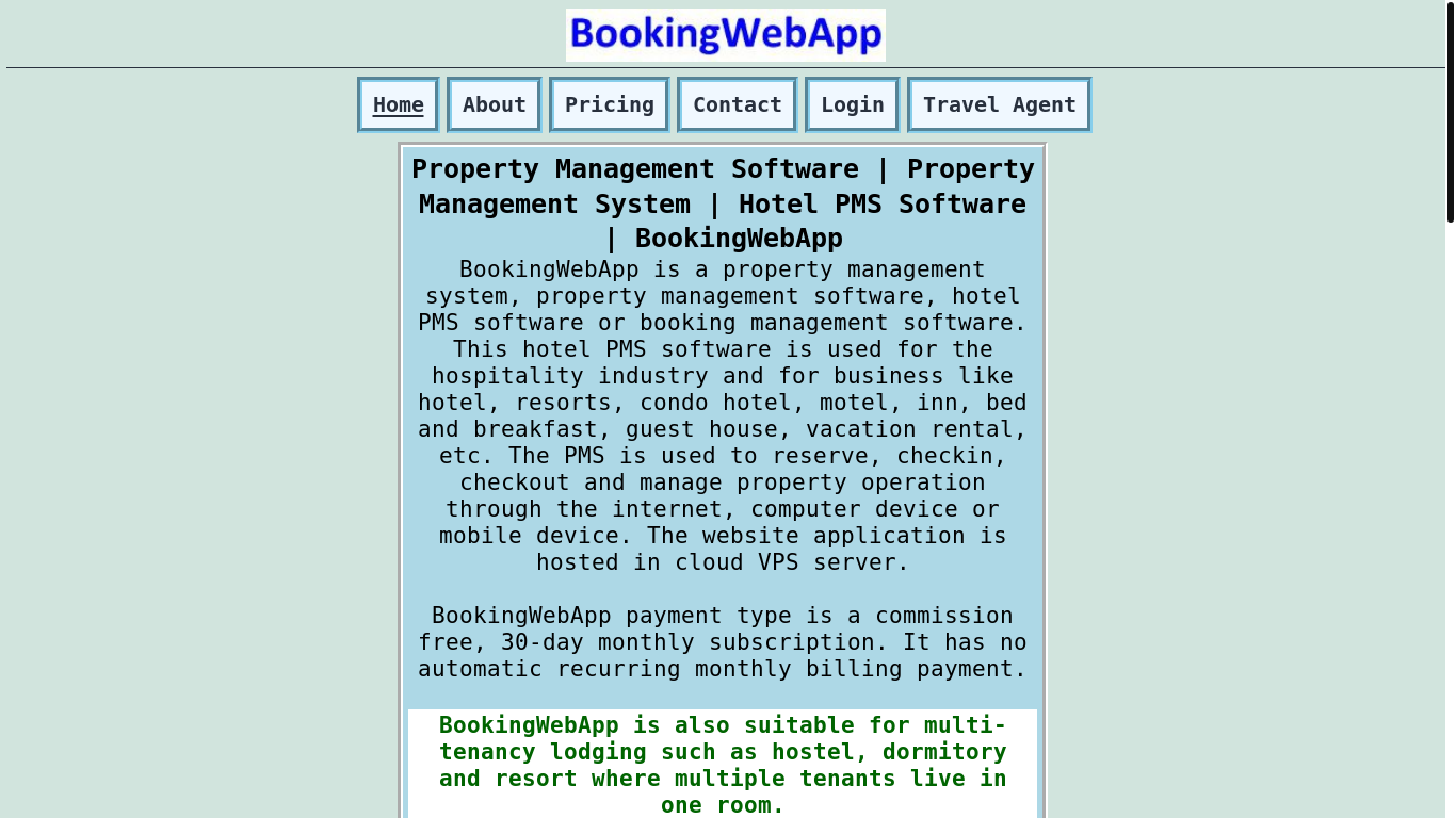 website screenshot of https://bookingwebapp.com/