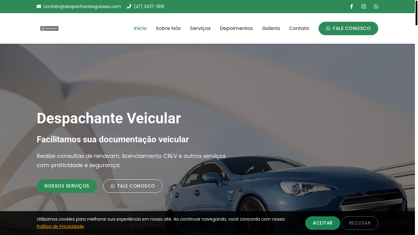 website screenshot of https://despachantesguiassc.com/