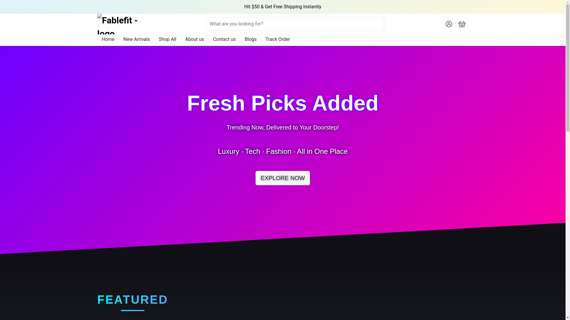 website screenshot of https://fablefit.shop/