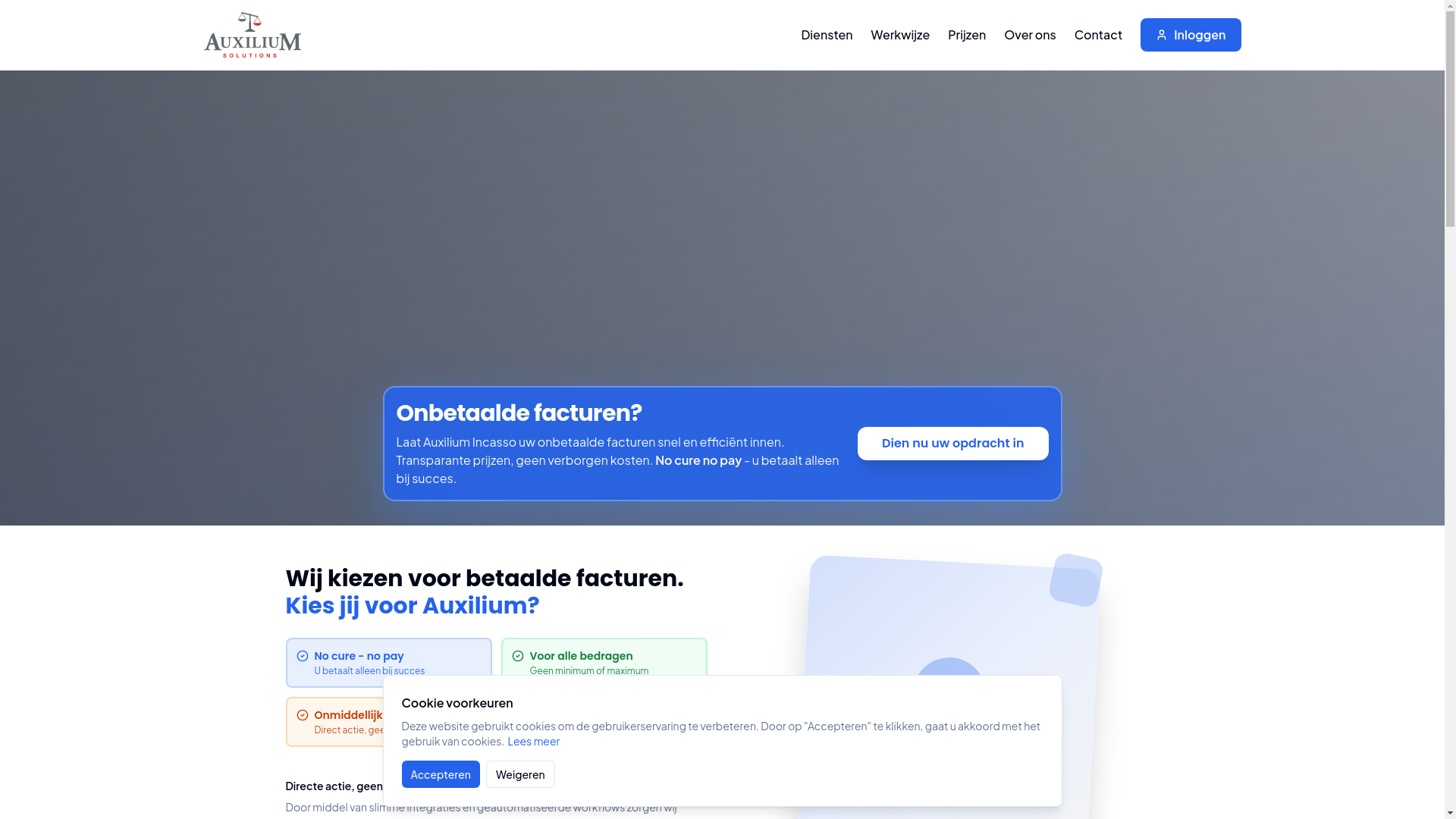 website screenshot of https://auxiliumincasso.com/