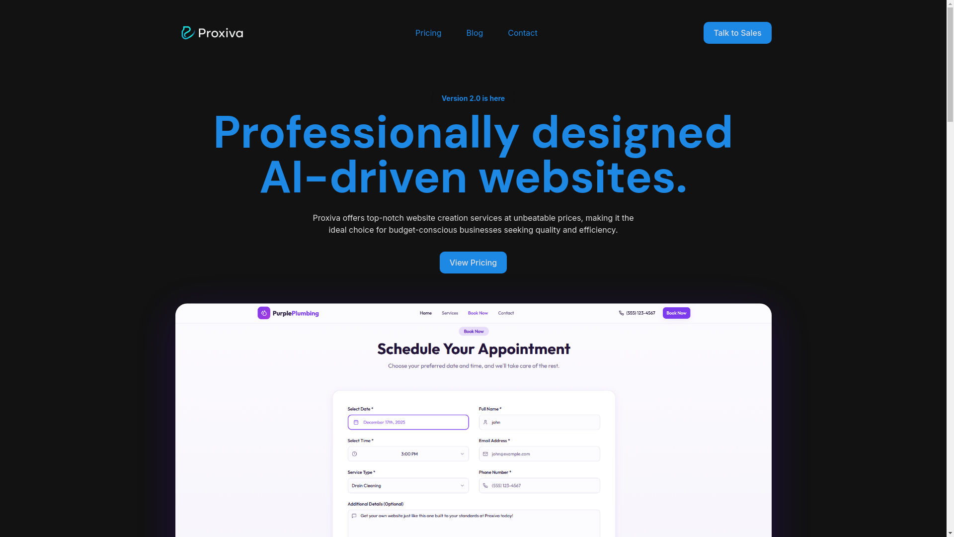 website screenshot of https://proxiva.online/