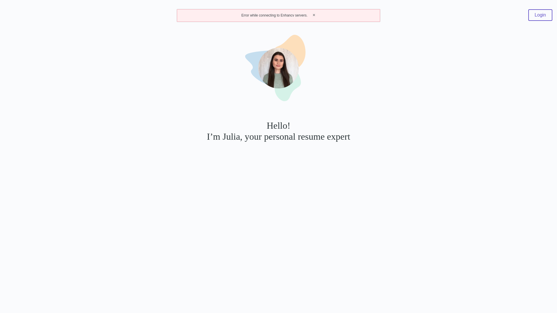 website screenshot of https://app.enhancv.com/