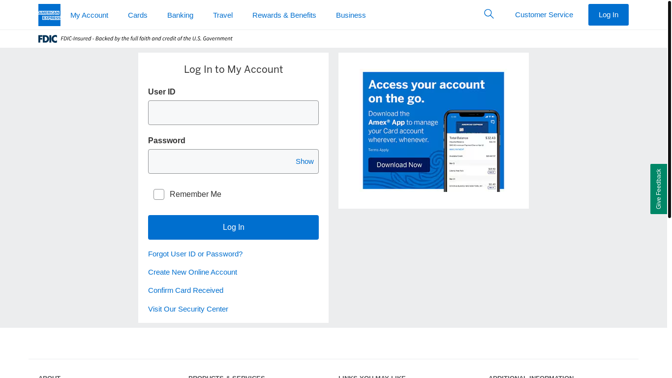website screenshot of http://m.amex/rMZHyx?extlink=en-us-mcg-email-alert-sso-newaddressA-h-login