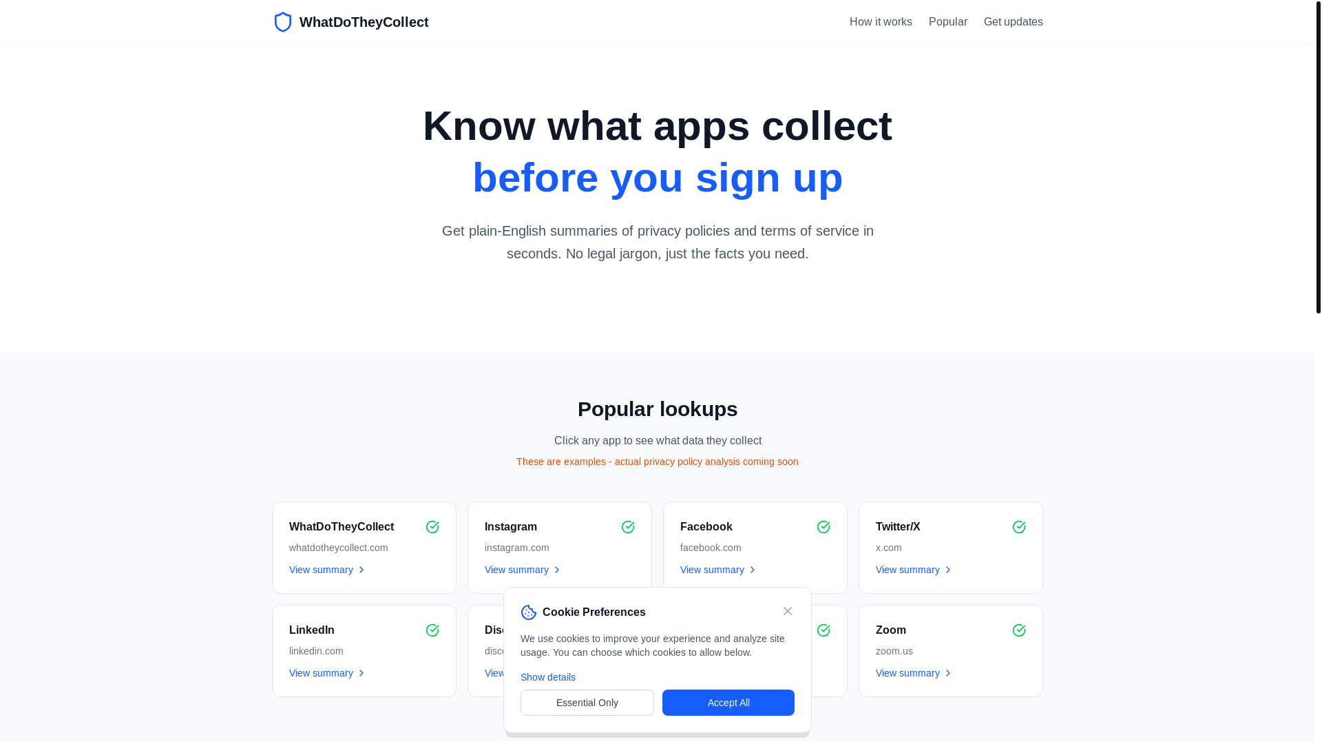 website screenshot of https://whatdotheycollect.com/