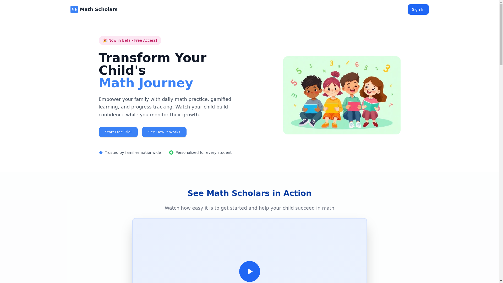website screenshot of https://mathscholarlab.com/