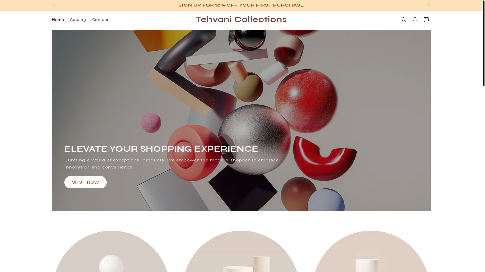 website screenshot of https://tehvanicollections.shop/