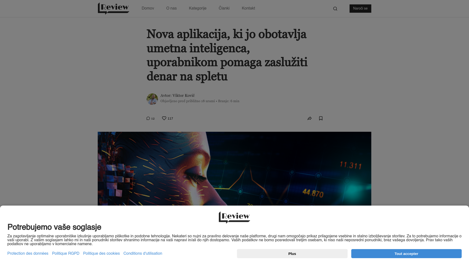 website screenshot of https://sioveniaai.com/