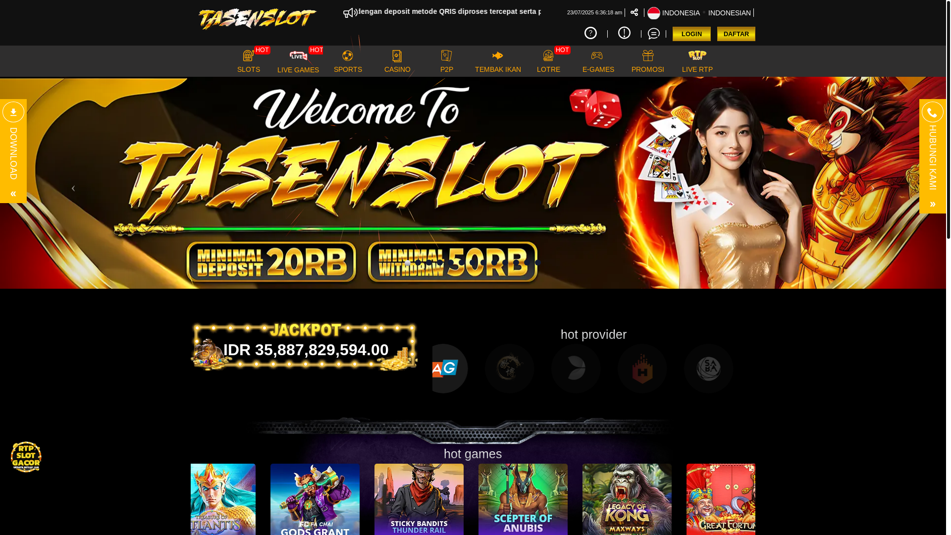 website screenshot of https://tasenslotjp.org/