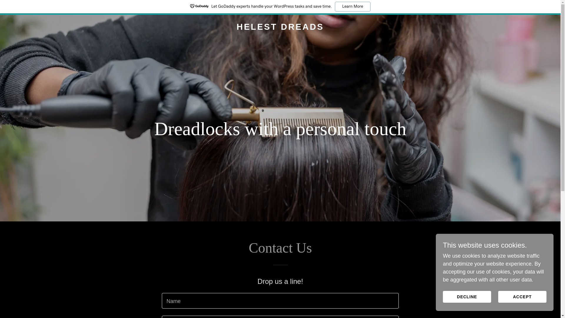 website screenshot of https://helest-dreads.com/