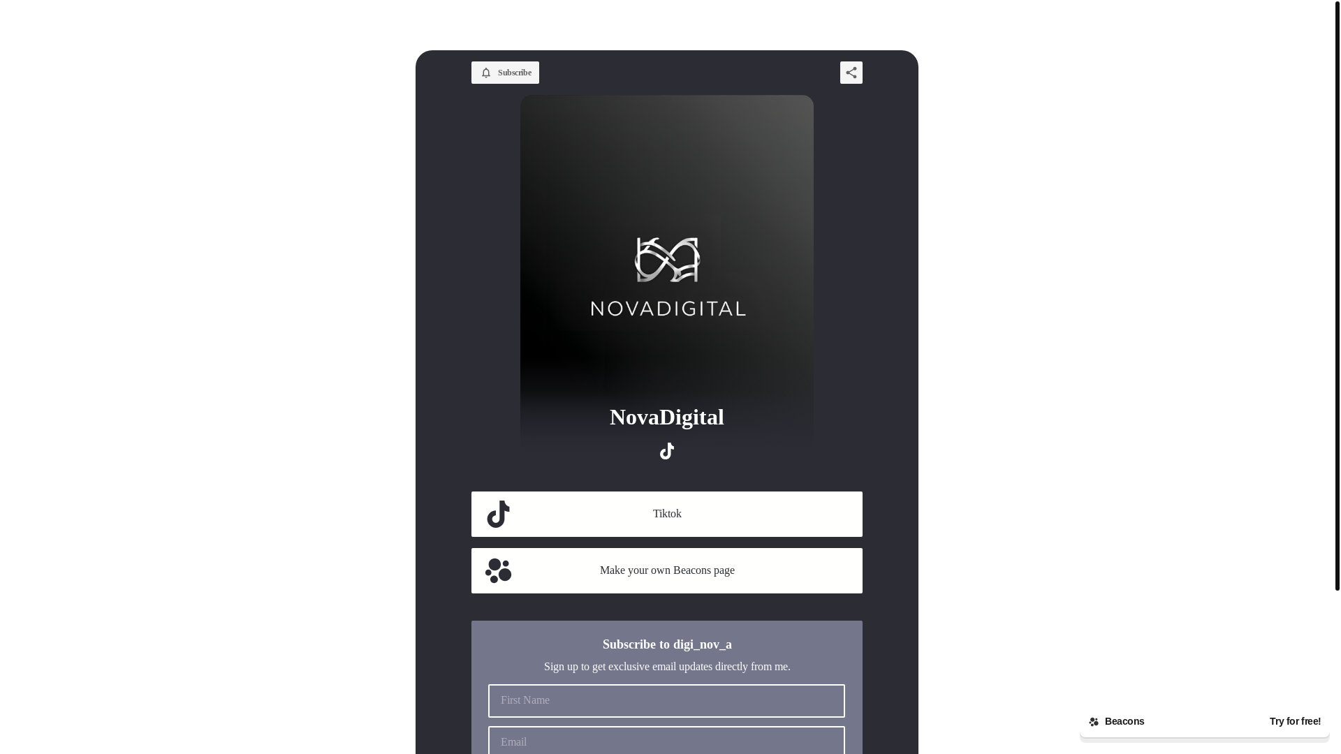 website screenshot of https://diginova.bio/