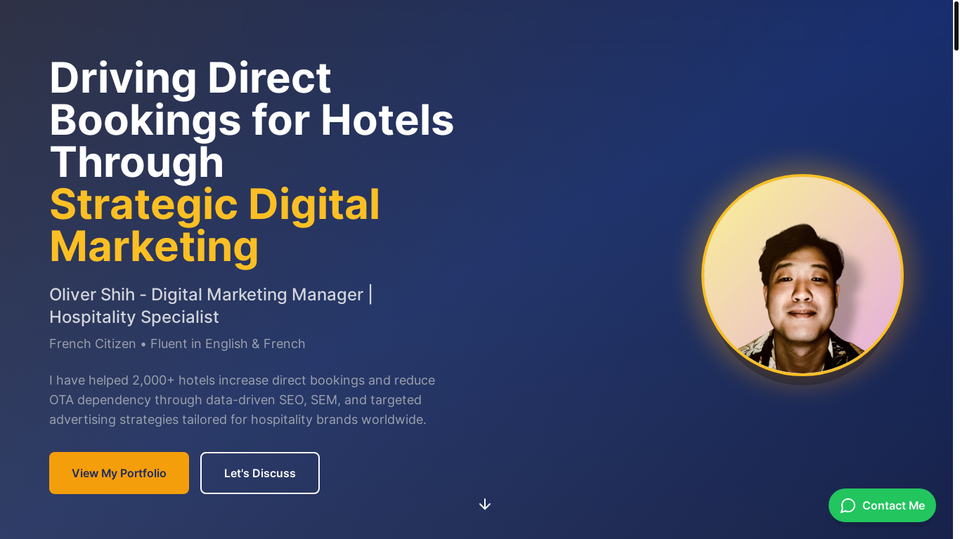website screenshot of https://oliver-hire.me/