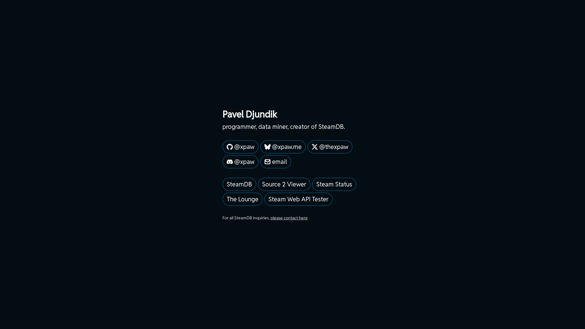 website screenshot of https://xpaw.me/