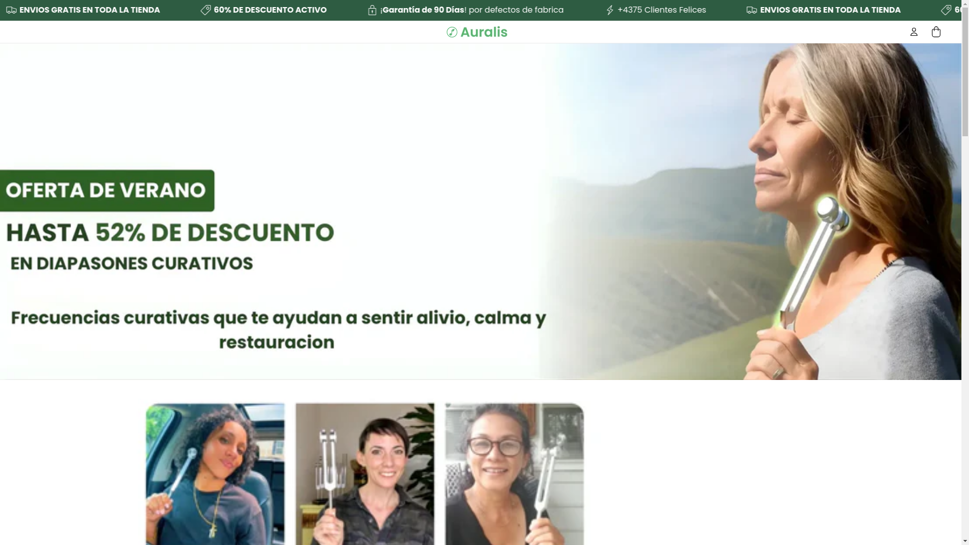 website screenshot of https://auralisarg.store/