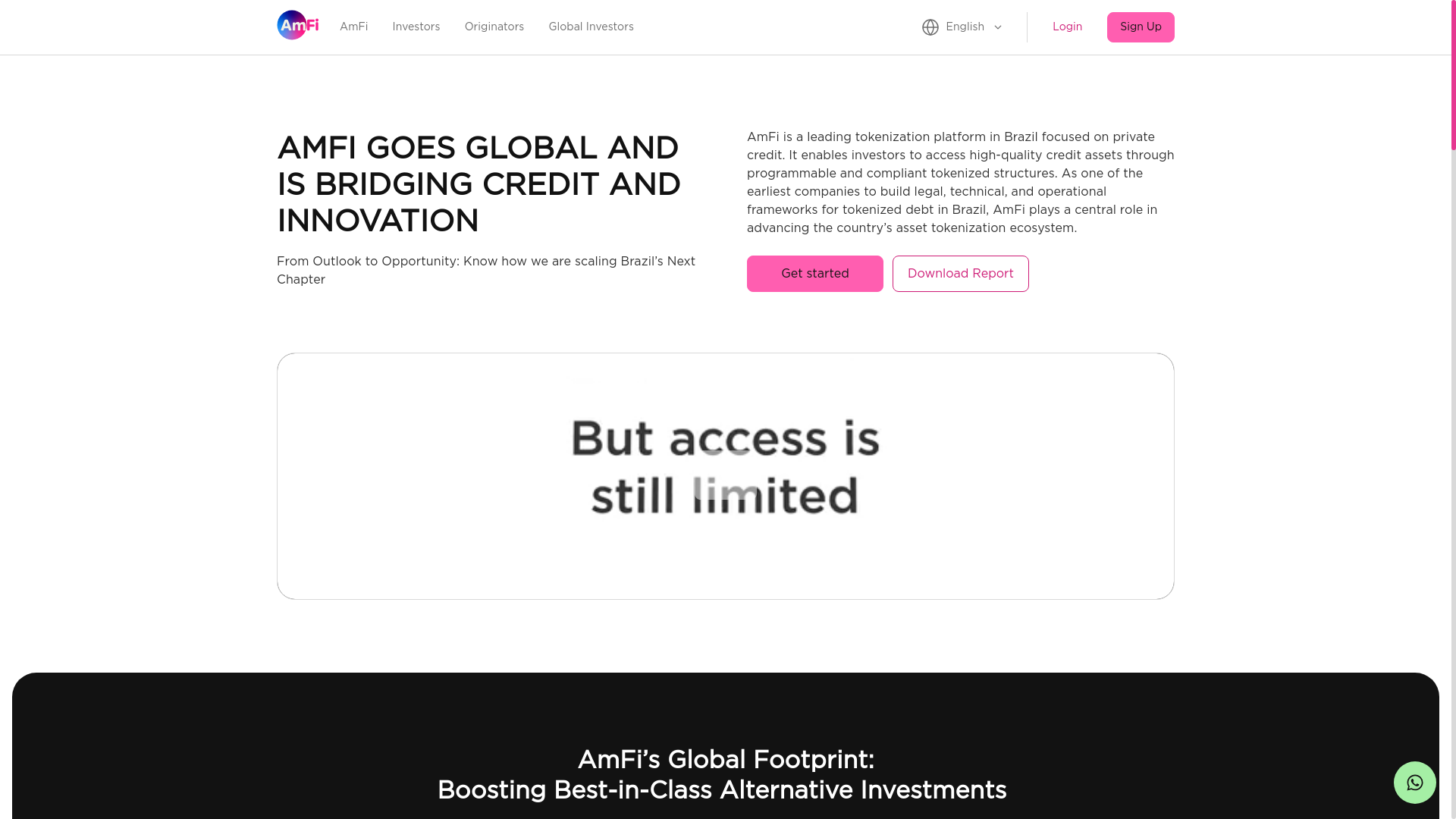 website screenshot of https://amfi.finance/