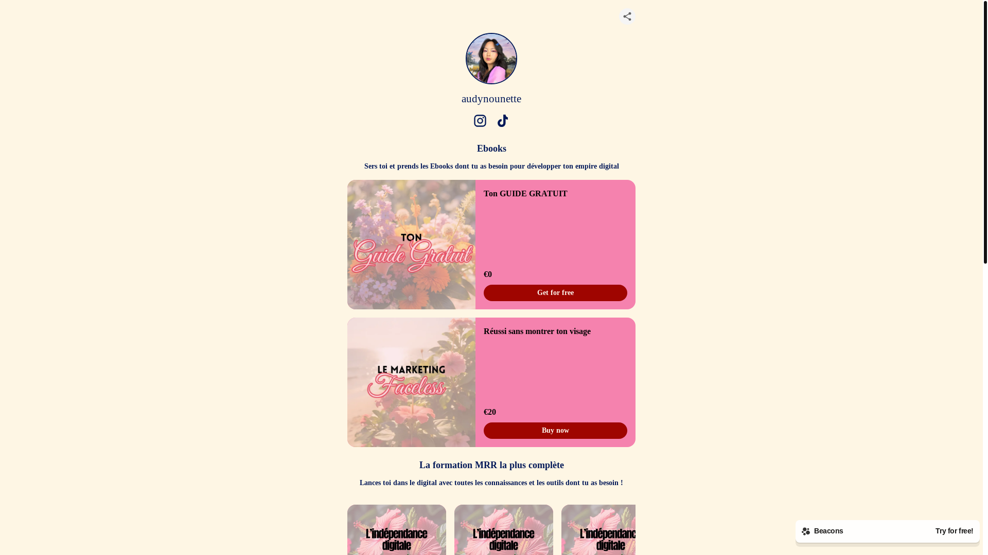 website screenshot of https://audynounette.com/