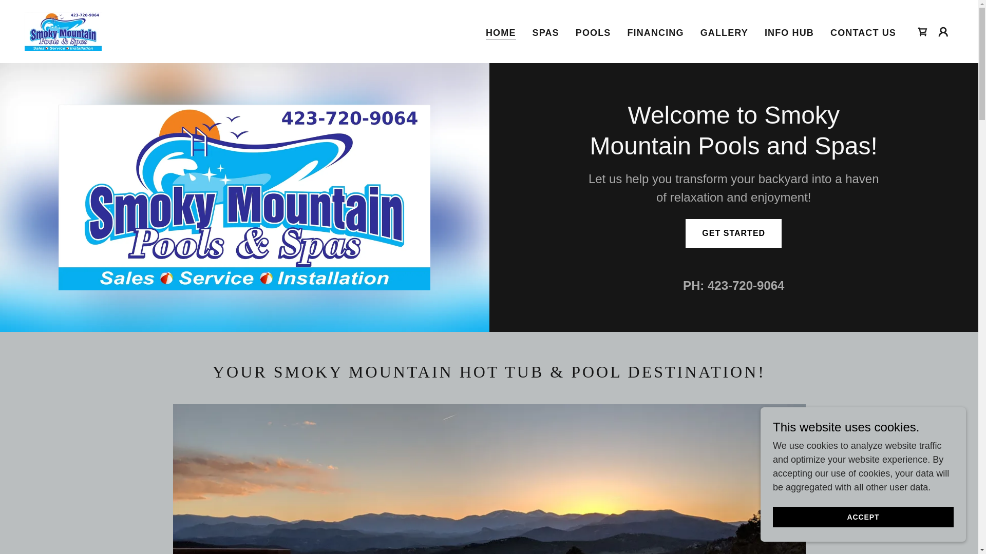 website screenshot of https://smokymountainpoolsspas.com/