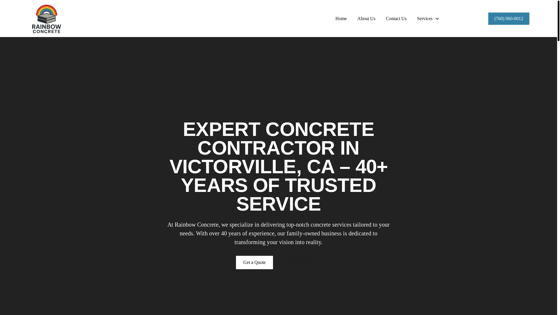 website screenshot of https://rainbowconcreteca.com/