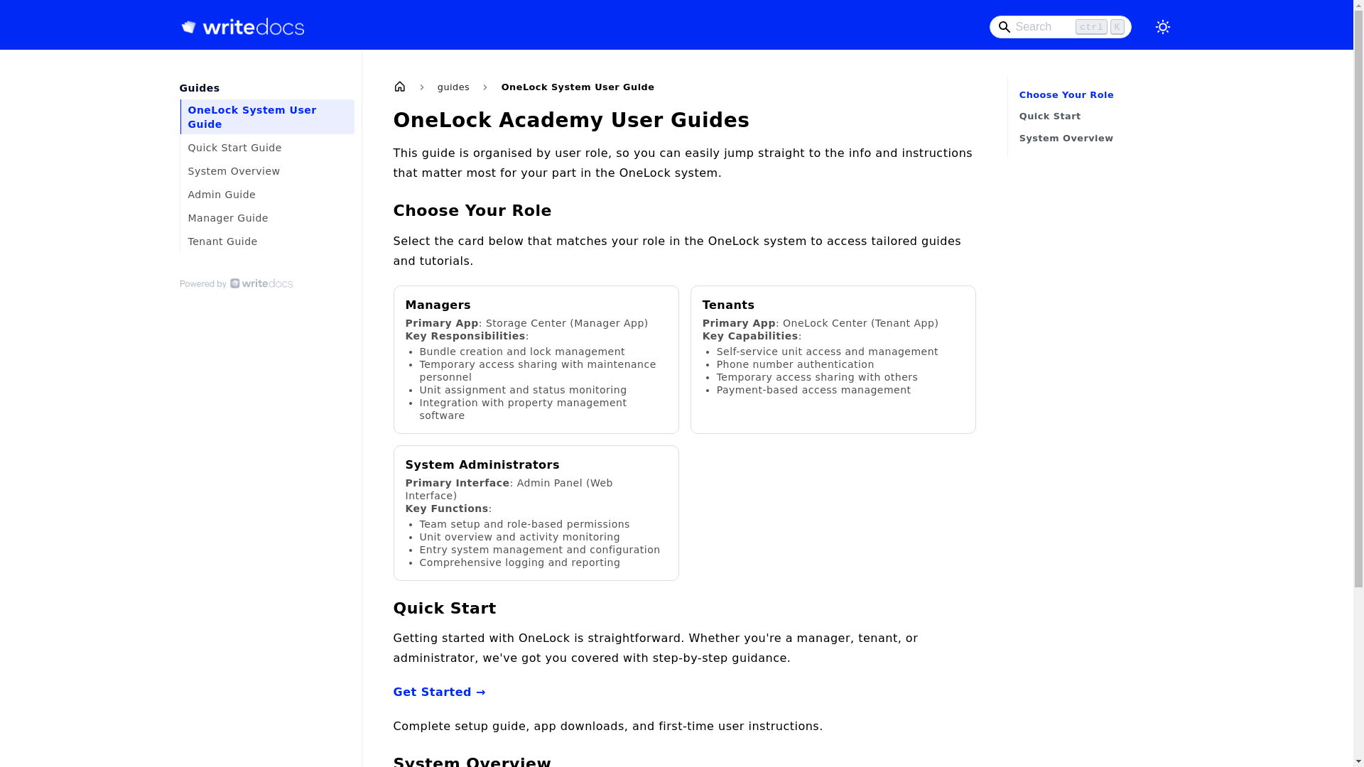 website screenshot of https://onelock-academy-docs.pages.dev/